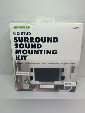 No Stud Surround Sound Mounting Kit No Drill Sound Bar Hanger Drywall Speaker...